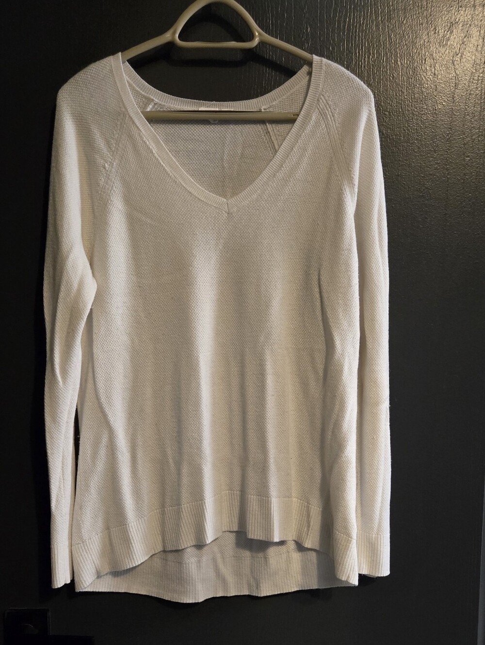 Gap Women's Extra Fine Merino Wool Blend V-Neck Pullover Sweater Cream L